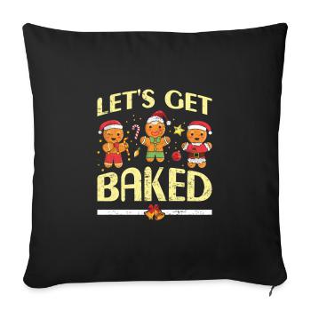 Gingerbread Men Let's get Baked Christmas - Sofa pillowcase 17,3'' x 17,3'' (45 x 45 cm) - black - Front