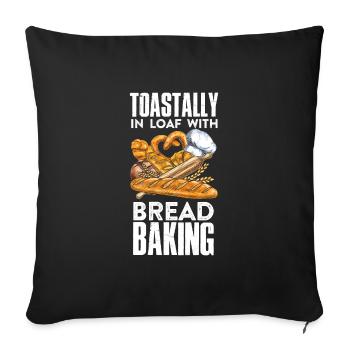 Boulanger de pain grillé dans un pain avec cuisson du pain - Housse de coussin décorative 45 x 45 cm - noir - Devant