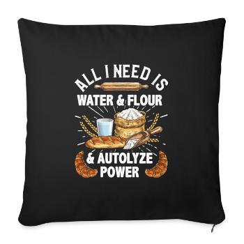 Tout ce dont j’ai besoin, c’est d’eau et de farine - Housse de coussin décorative 45 x 45 cm - noir - Devant