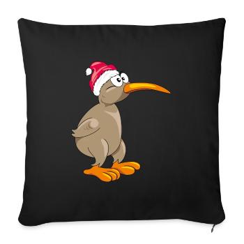 Oiseau kiwi dans un chapeau de Noël - Housse de coussin décorative 45 x 45 cm - noir - Devant
