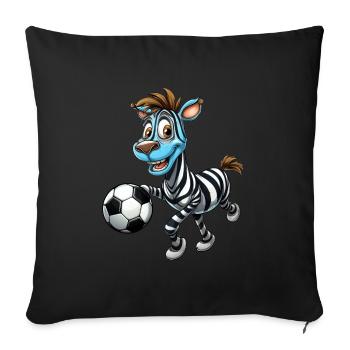 Zebra Footballer - L’élégance sur le terrain de football. - Housse de coussin décorative 45 x 45 cm - noir - Devant