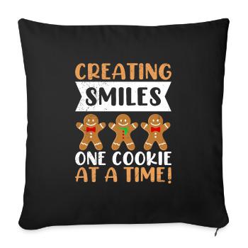 Gingerbread Creating Smiles One Cookie at a Time! - Sofa pillowcase 17,3'' x 17,3'' (45 x 45 cm) - black - Front