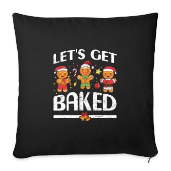 Gingerbread Men Let's get Baked Christmas - Sofa pillowcase 17,3'' x 17,3'' (45 x 45 cm) - black - Front
