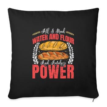 Bread Baker Water and Flour Power Baking Breads - Sofa pillowcase 17,3'' x 17,3'' (45 x 45 cm) - black - Front
