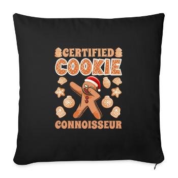 Gingerbread Man Certified Cookie Connoisseur - Sofa pillowcase 17,3'' x 17,3'' (45 x 45 cm) - black - Front