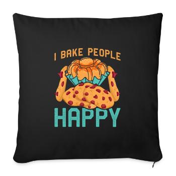 Cookie Baking I Bake People Happy Christmas - Sofa pillowcase 17,3'' x 17,3'' (45 x 45 cm) - black - Front