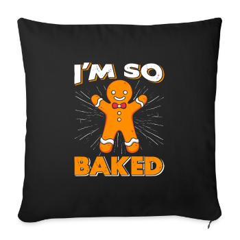 Gingerbread Man I'm So Baked Christmas - Sofa pillowcase 17,3'' x 17,3'' (45 x 45 cm) - black - Front