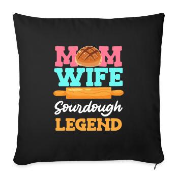 Mom Wife Sourdough Legend Backfans Women - Sofa pillowcase 17,3'' x 17,3'' (45 x 45 cm) - black - Front