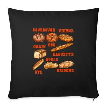 Levain, Pains, Amateurs de pâtisserie, Boulangers - Housse de coussin décorative 45 x 45 cm - noir - Devant