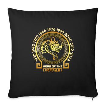 Chine Année du Dragon tous les 12 ans 2024 - Housse de coussin décorative 45 x 45 cm - noir - Devant