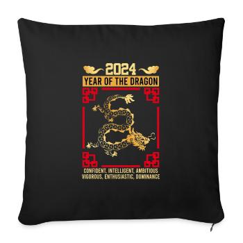 2024 Year of the Dragon Party New Year Tradition - Sofa pillowcase 17,3'' x 17,3'' (45 x 45 cm) - black - Front