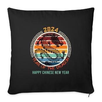 2024 Year of the Dragon Party New Year Tradition - Sofa pillowcase 17,3'' x 17,3'' (45 x 45 cm) - black - Front
