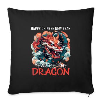 Year of the Dragon Happy Chinese New Year - Sofa pillowcase 17,3'' x 17,3'' (45 x 45 cm) - black - Front