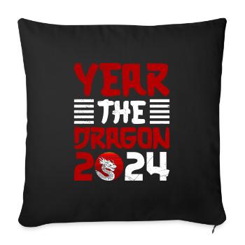 Année du Dragon 2024 Nouvel An chinois - Housse de coussin décorative 45 x 45 cm - noir - Devant