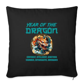 Nouvel An chinois Année du Dragon Chine - Housse de coussin décorative 45 x 45 cm - noir - Devant