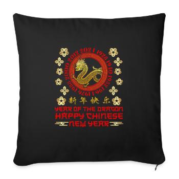 Chinesisches Neujahr Joyeux Nouvel An Chinois - Housse de coussin décorative 45 x 45 cm - noir - Devant