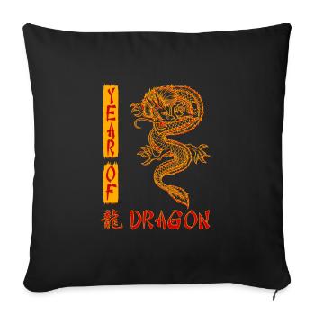 Nouvel An chinois Année du Dragon Chine - Housse de coussin décorative 45 x 45 cm - noir - Devant