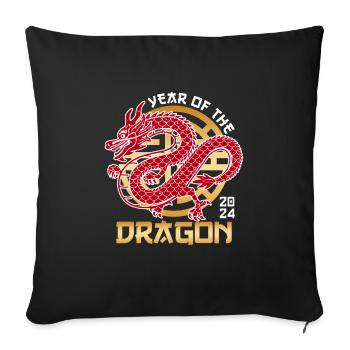 2024 Année du Dragon Nouvel An chinois - Housse de coussin décorative 45 x 45 cm - noir - Devant