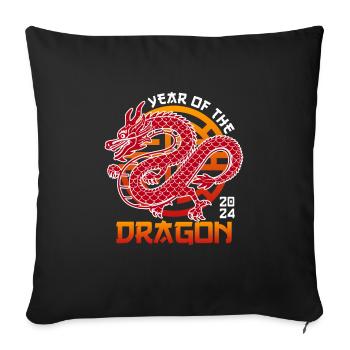 2024 Année du Dragon Nouvel An chinois - Housse de coussin décorative 45 x 45 cm - noir - Devant