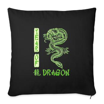 Nouvel An chinois Année du Dragon Chine - Housse de coussin décorative 45 x 45 cm - noir - Devant