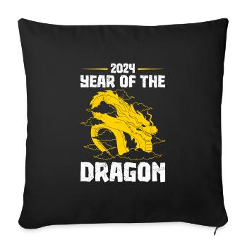 Année du Dragon 2024 Nouvel An chinois - Housse de coussin décorative 45 x 45 cm - noir - Devant