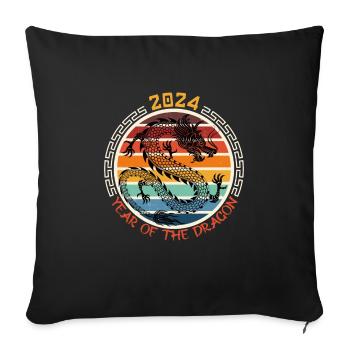2024 Year of the Dragon Party New Year Tradition - Sofa pillowcase 17,3'' x 17,3'' (45 x 45 cm) - black - Front
