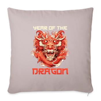 Année du Dragon Nouvel An chinois - Housse de coussin décorative 45 x 45 cm - taupe clair - Devant