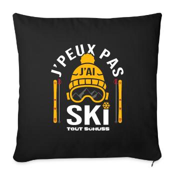 ski je peux pas j ai ski humour pour skieur - Housse de coussin décorative 45 x 45 cm - noir - Devant