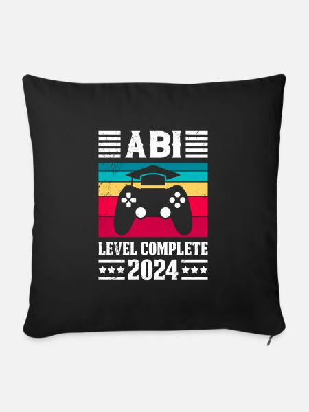 ABI Level Complete 2024 Abitur Abschlussparty - Sofakissenbezug 45 x 45 cm - Schwarz