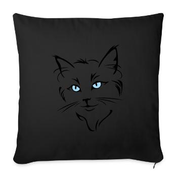 Outlined portrait of a cat with blue eyes - Sofa pillowcase 17,3'' x 17,3'' (45 x 45 cm) - black - Front