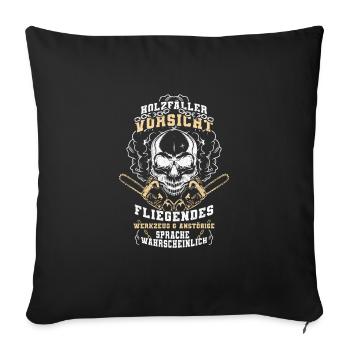Lumberjack with chainsaw/chainsaw Forestry worker - Sofa pillowcase 17,3'' x 17,3'' (45 x 45 cm) - black - Front