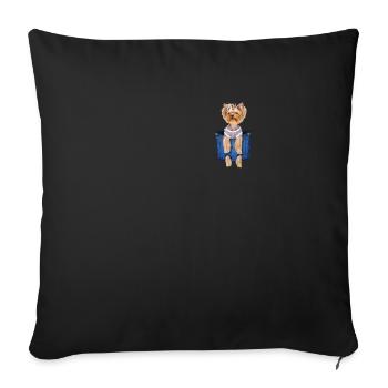 Yorkshire Terrier sac Yorkie porte cadeau - Housse de coussin décorative 45 x 45 cm - noir - Devant
