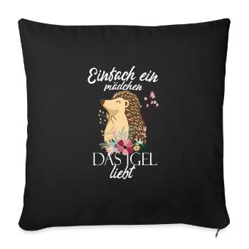 Girl Loves Hedgehog Hedgehog Lover Gift - Sofa pillowcase 17,3'' x 17,3'' (45 x 45 cm) - black - Front
