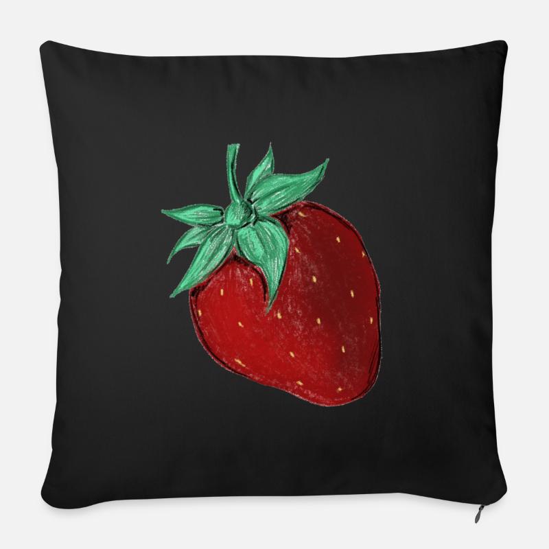 Erdbeere - Sofakissenbezug 45 x 45 cm - Schwarz