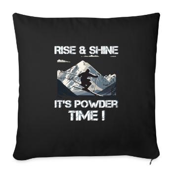 ski Lève-toi et brille C’est l’heure de la poudreuse - Housse de coussin décorative 45 x 45 cm - noir - Devant