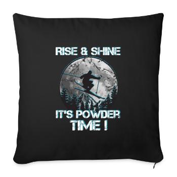 Ski Rise and shine C’est l’heure de la poudreuse - Housse de coussin décorative 45 x 45 cm - noir - Devant