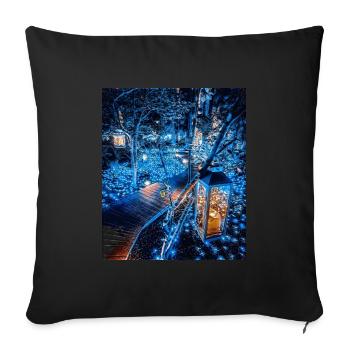 Promenade forestière, Japon - Housse de coussin décorative 45 x 45 cm - noir - Devant