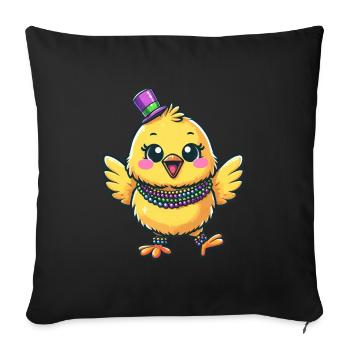 Poulet et poussins de Mardi Gras - Housse de coussin décorative 45 x 45 cm - noir - Devant