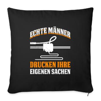 Nerd de l’impression 3D De vrais hommes impriment leurs trucs - Housse de coussin décorative 45 x 45 cm - noir - Devant