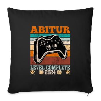 Abitur Level Complete 2024 High School Graduates Funny - Sofa pillowcase 17,3'' x 17,3'' (45 x 45 cm) - black - Front