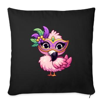 Mardi Gras Comic Flamingo - Sofa pillowcase 17,3'' x 17,3'' (45 x 45 cm) - black - Front