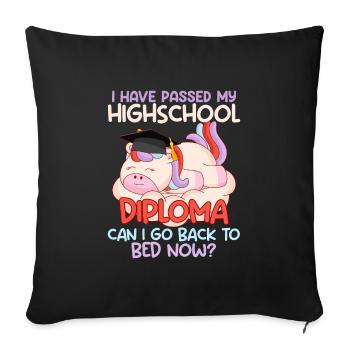 Abiturient J’ai passé mon diplôme d’études secondaires - Housse de coussin décorative 45 x 45 cm - noir - Devant