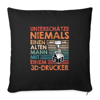 L’impression 3D Ne sous-estimez jamais un vieil homme avec - Housse de coussin décorative 45 x 45 cm - noir - Devant