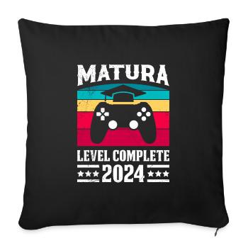 Matura 2024 Level Complete Maturanten Lustiges - Sofa pillowcase 17,3'' x 17,3'' (45 x 45 cm) - black - Front