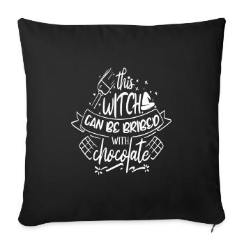 Cette sorcière peut être soudoyée avec du chocolat - Housse de coussin décorative 45 x 45 cm - noir - Devant