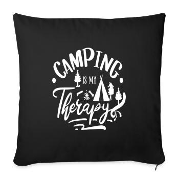 Camping is my Therapy - Sofa pillowcase 17,3'' x 17,3'' (45 x 45 cm) - black - Front