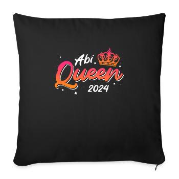 Abitur Queen Abi 2024 diplômés du secondaire drôle - Housse de coussin décorative 45 x 45 cm - noir - Devant