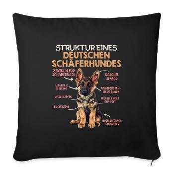 Hundehalter STRUKTUR EINES DEUTSCHEN SCHÄFERHUNDES - Sofakissenbezug 45 x 45 cm - Schwarz - Vorne