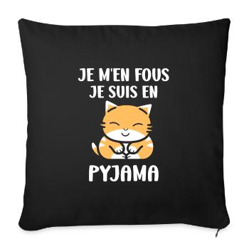 Je m'en fous je suis en pyjama - Housse de coussin décorative 45 x 45 cm - noir - Devant