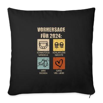 Werdende Eltern 2024 Vorhersage 2024 - Sofakissenbezug 45 x 45 cm - Schwarz - Vorne
